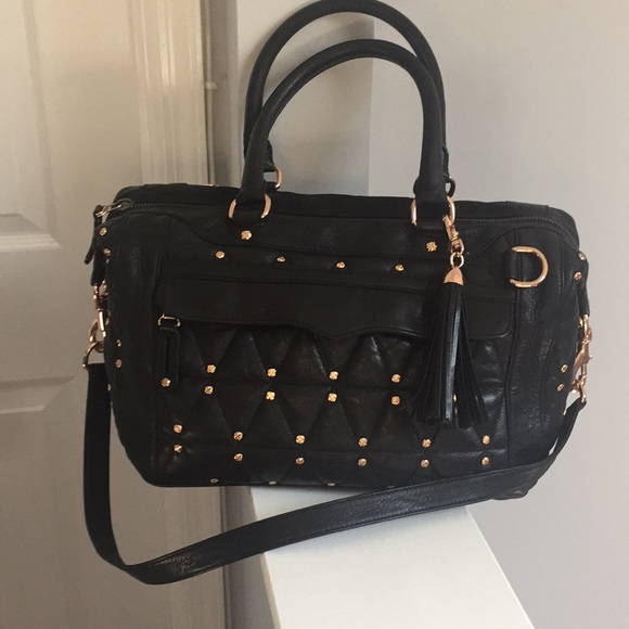 Rebecca Minkoff Handbags - Rebecca Minkoff: Black leather & rose gold bag